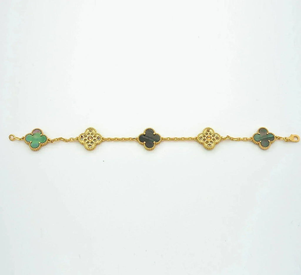 [⭐Shinejoy] CLOVER 5 MOTIF GRAY MOP BRACELET COLLECTION