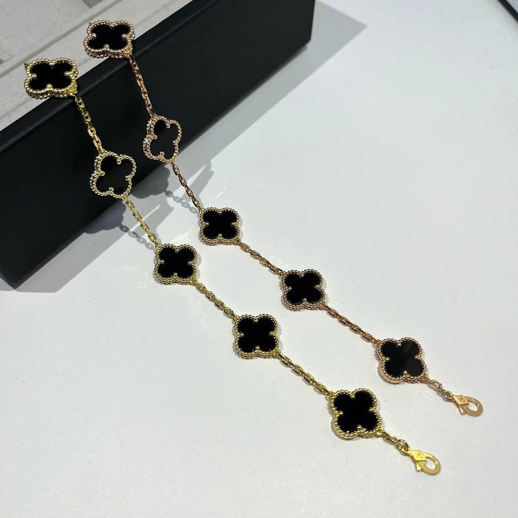 [⭐Shinejoy] COLLECTION DE BRACELETS CLOVER 5 MOTIFS ONYX