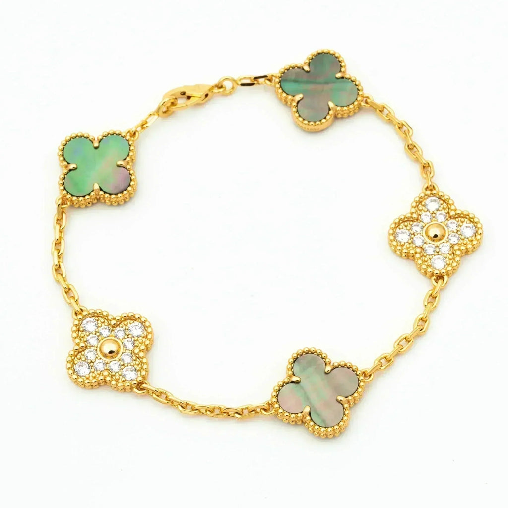 [⭐Shinejoy] CLOVER 5 MOTIF GRAY MOP BRACELET COLLECTION