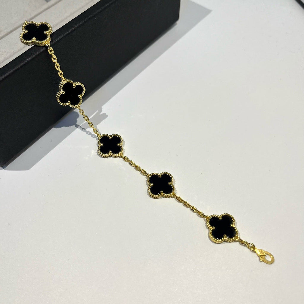 [⭐Shinejoy] COLLECTION DE BRACELETS CLOVER 5 MOTIFS ONYX