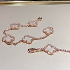[⭐Shinejoy]クローバー5モチーフ ロッククリスタルブレスレット