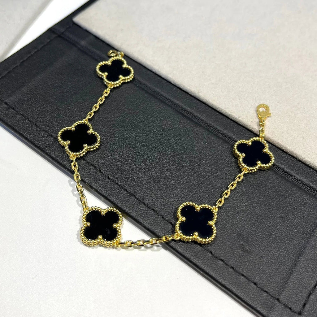 [⭐Shinejoy] COLLECTION DE BRACELETS CLOVER 5 MOTIFS ONYX