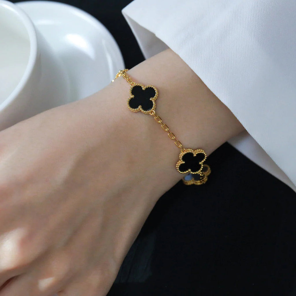[⭐Shinejoy] COLLECTION DE BRACELETS CLOVER 5 MOTIFS ONYX