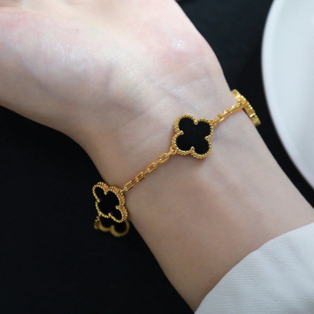 [⭐Shinejoy] COLLECTION DE BRACELETS CLOVER 5 MOTIFS ONYX