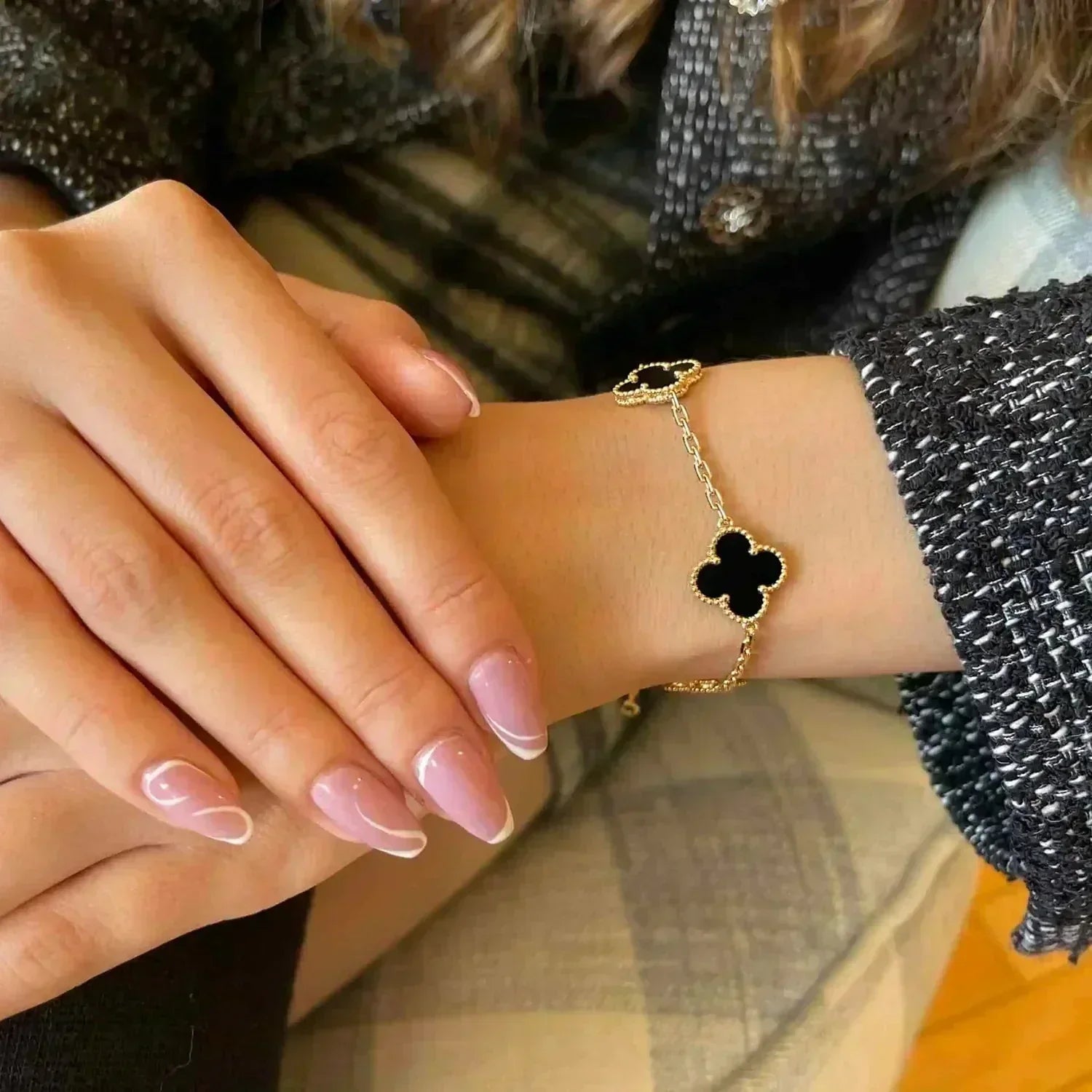 [⭐Shinejoy] COLLECTION DE BRACELETS CLOVER 5 MOTIFS ONYX