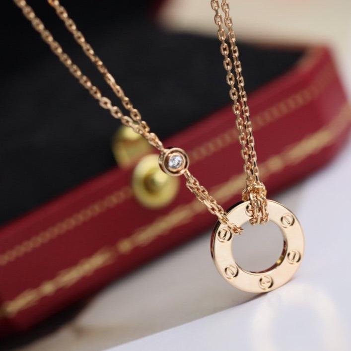 [Marin]LOVE NECKLACE ADJUSTABLE ROSE GOLD 2 DIAMOND