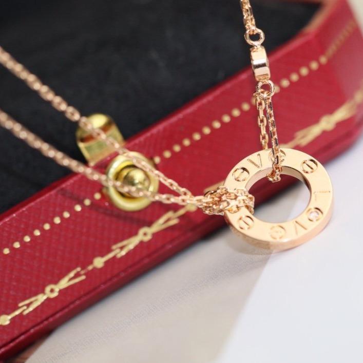 [Marin]LOVE NECKLACE ADJUSTABLE ROSE GOLD 2 DIAMOND