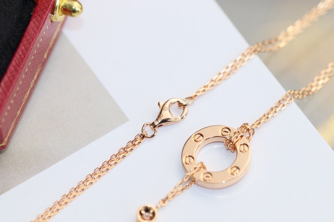 [Marin]LOVE NECKLACE ADJUSTABLE ROSE GOLD 2 DIAMOND