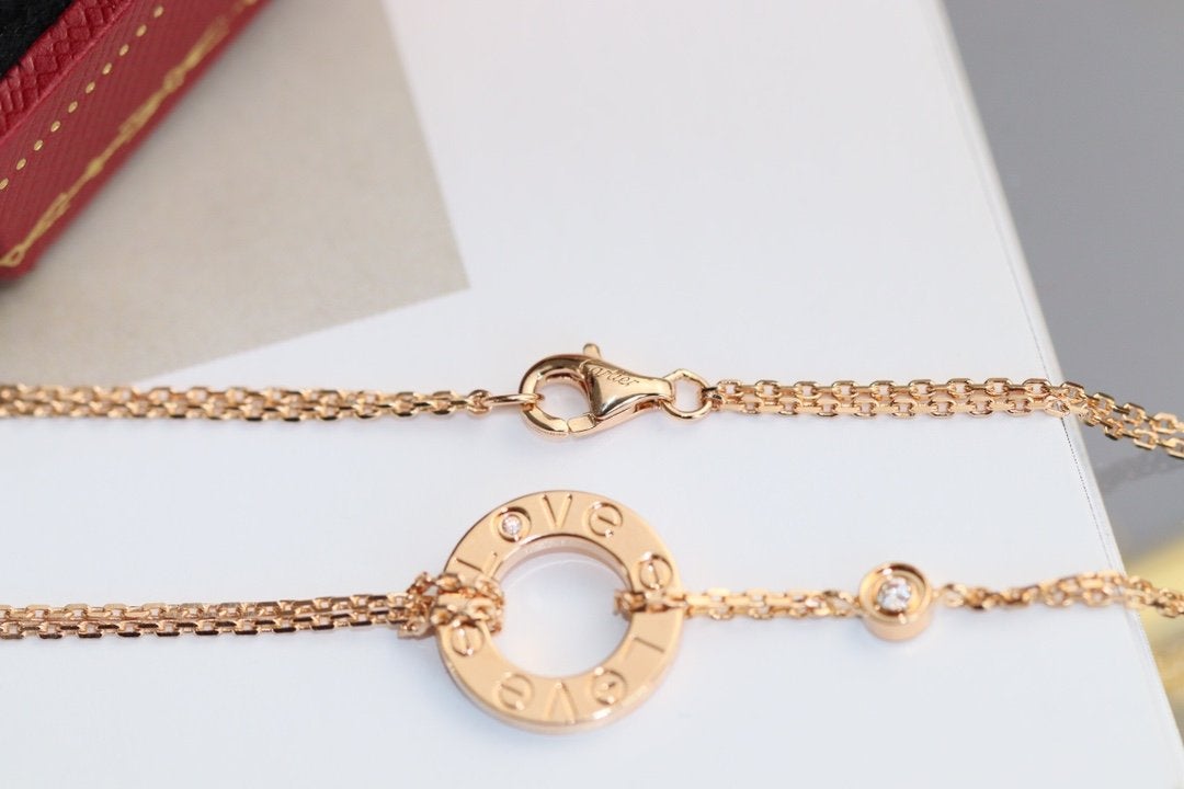 [Marin]LOVE NECKLACE ADJUSTABLE ROSE GOLD 2 DIAMOND