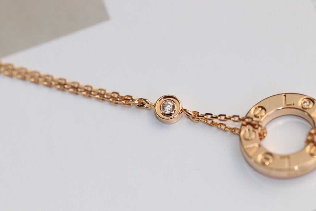 [Marin]LOVE NECKLACE ADJUSTABLE ROSE GOLD 2 DIAMOND