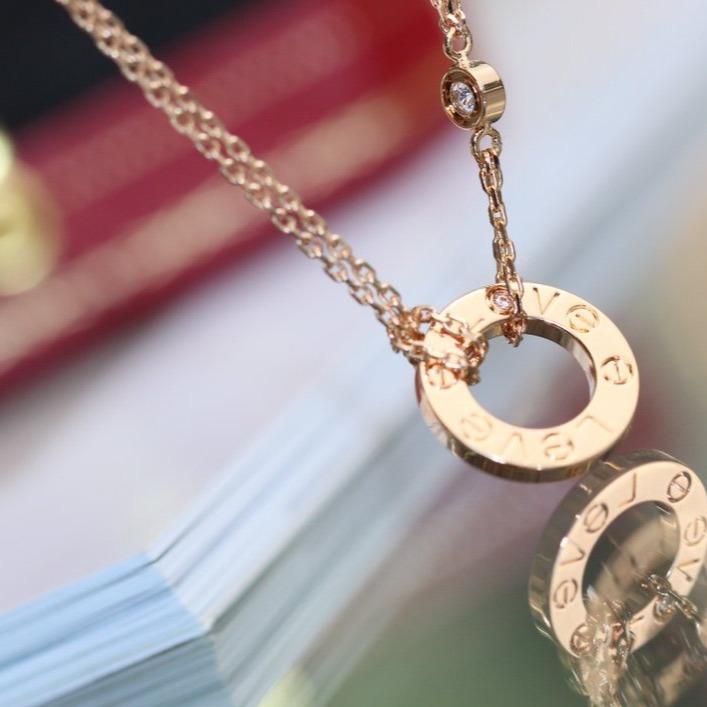 [Marin]LOVE NECKLACE ADJUSTABLE ROSE GOLD 2 DIAMOND