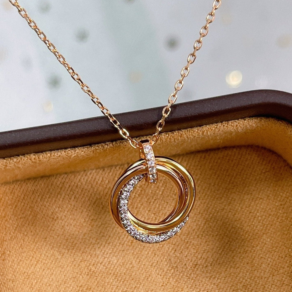 [Marin]TRINITY NECKLACE SILVER GOLD PINK GOLD DIAMONDS