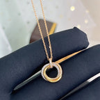 [Marin]TRINITY NECKLACE SILVER GOLD PINK GOLD DIAMONDS