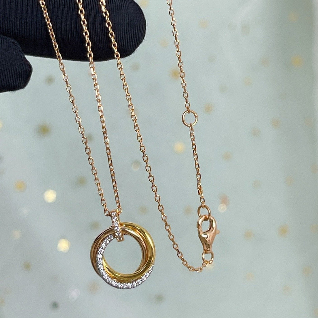 [Marin]TRINITY NECKLACE SILVER GOLD PINK GOLD DIAMONDS