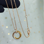 [Marin]TRINITY NECKLACE SILVER GOLD PINK GOLD DIAMONDS