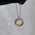[Marin]TRINITY NECKLACE SILVER GOLD PINK GOLD DIAMONDS