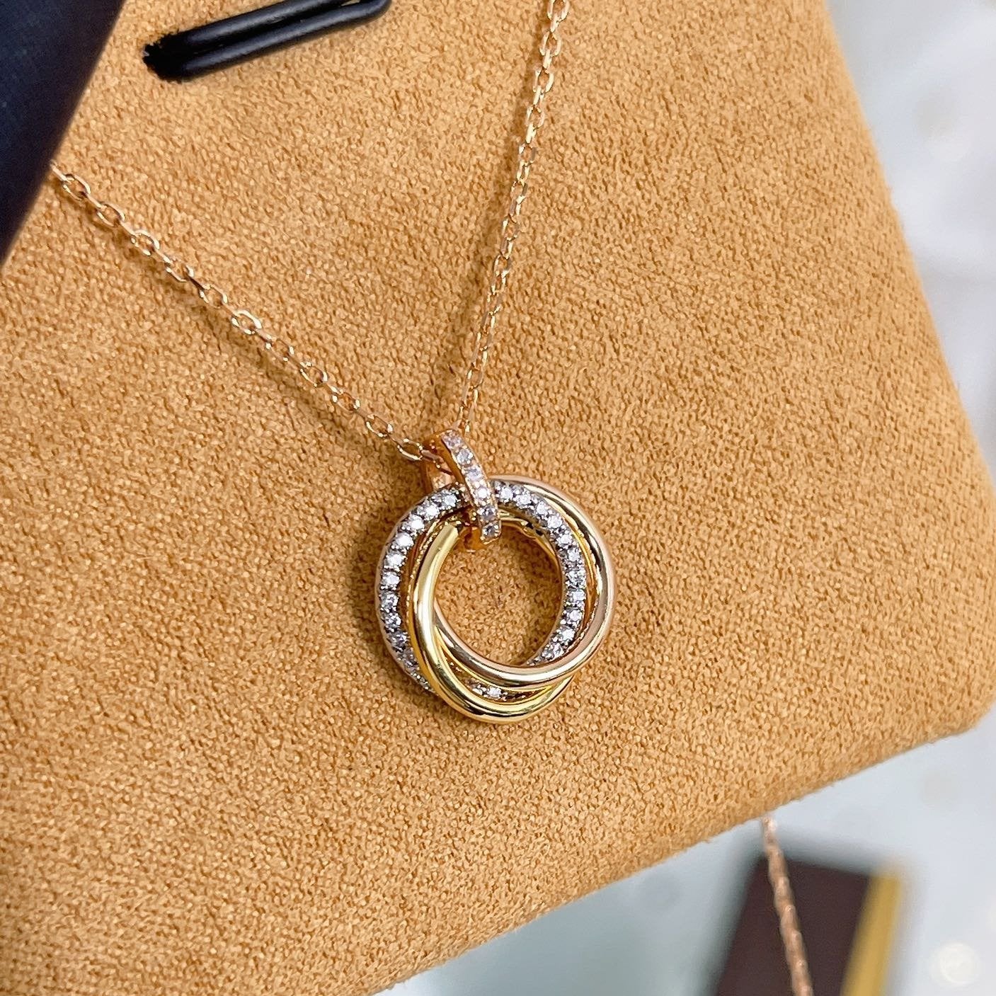 [Marin]TRINITY NECKLACE SILVER GOLD PINK GOLD DIAMONDS