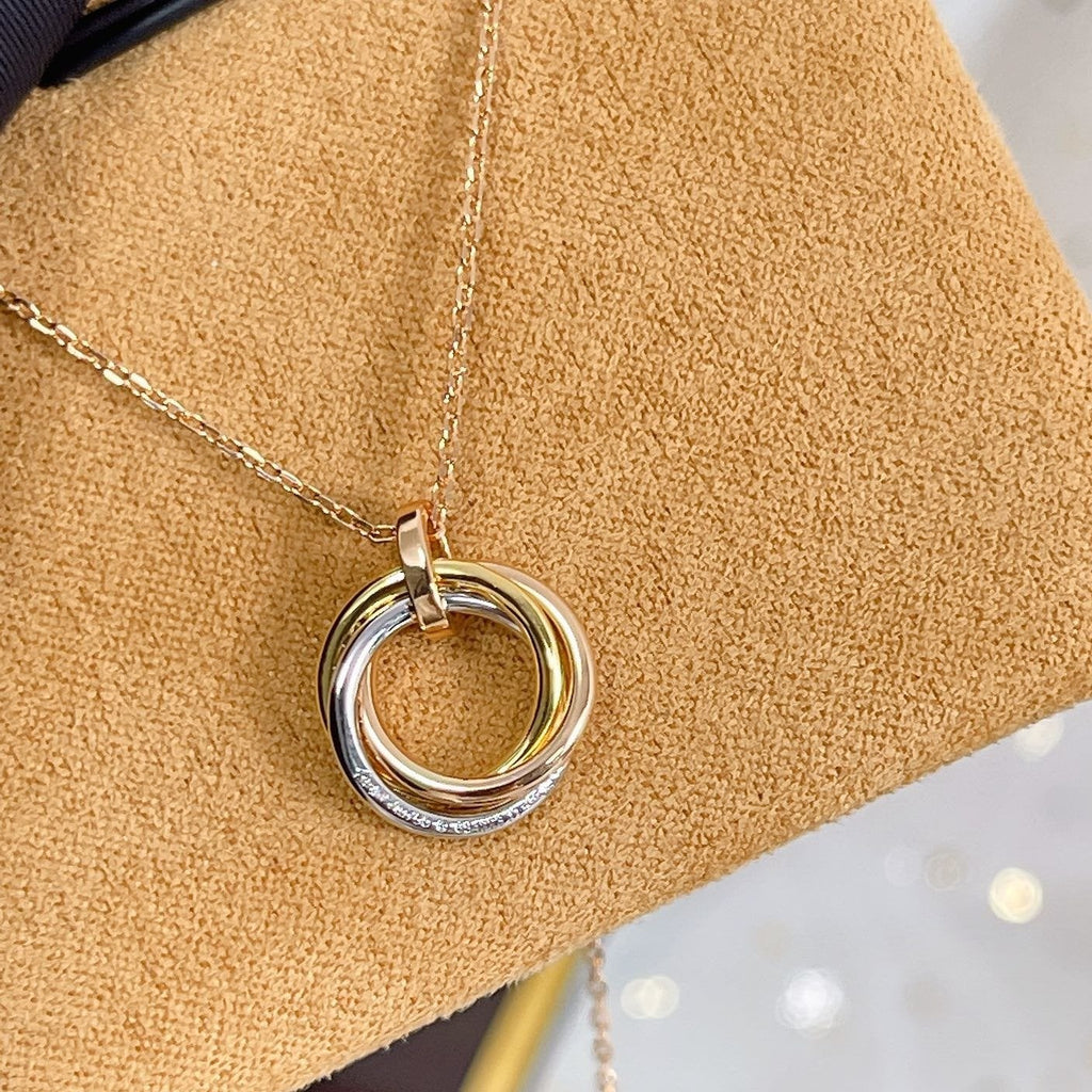 [Marin]TRINITY NECKLACE SILVER GOLD PINK GOLD DIAMONDS