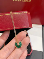 [Marin]COLLIER AMULETTE MALACHITE OR ROSE