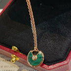 [Marin]COLLIER AMULETTE MALACHITE OR ROSE