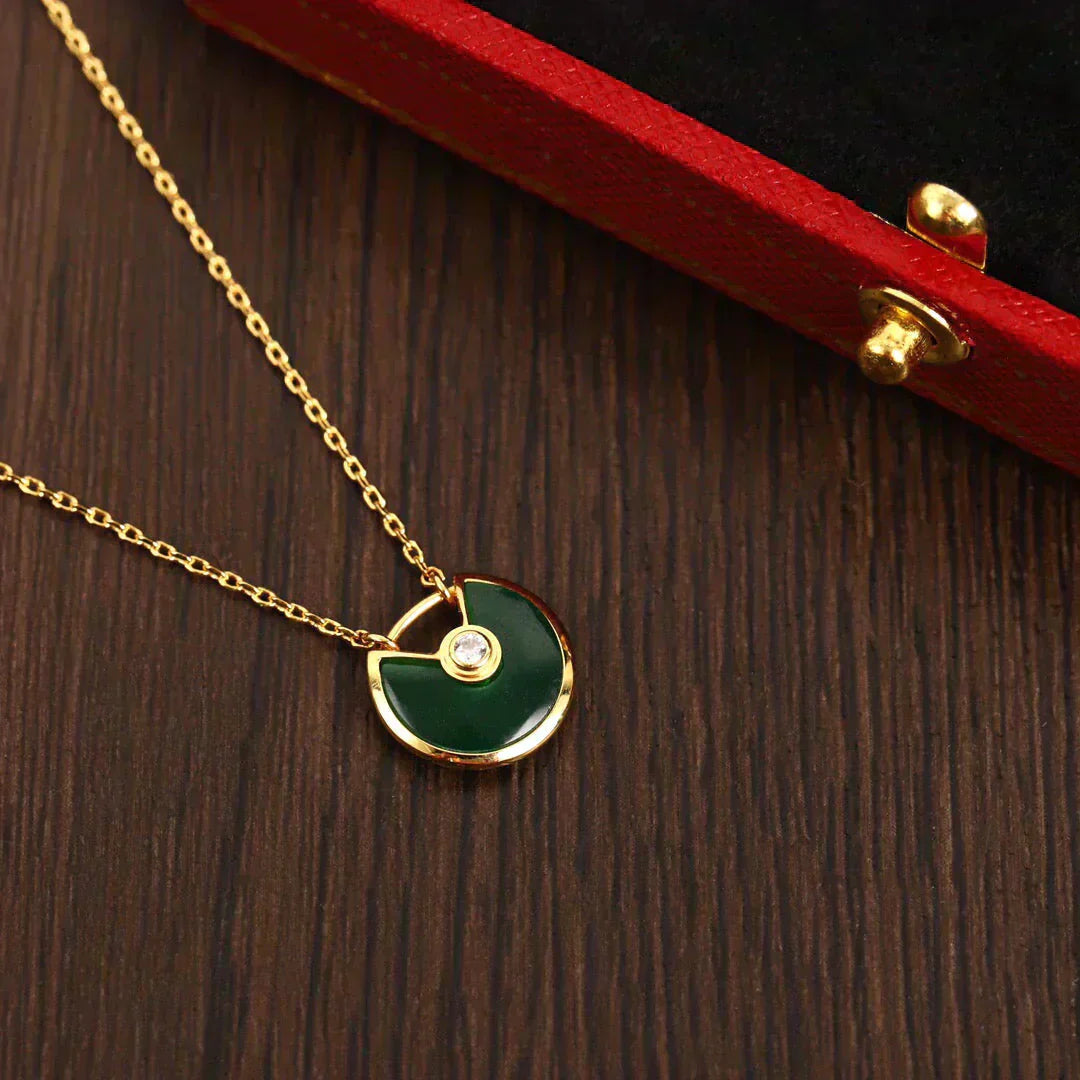 [Marin]AMULETTE GOLD MALACHITE NECKLACE