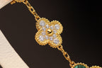 [Marin]CLOVER EARRINGS GOLD MALACHITE DIAMOND 3 MOTIF
