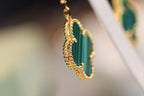 [Marin]CLOVER EARRINGS GOLD MALACHITE DIAMOND 3 MOTIF