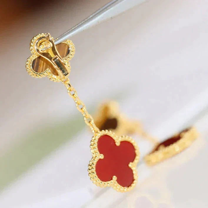 [Marin]CLOVER  2 MOTIF  TIGER EYE CARNELIAN EARRINGS