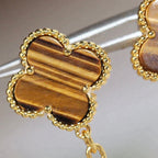 [Marin]BOUCLES D'OREILLES CLOVER 2 MOTIF ŒIL DE TIGRE ET CORNALINE