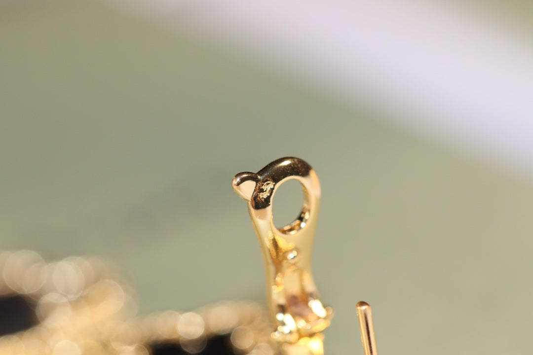 [Marin]CLOVER EARRINGS GOLD ONYX MOP 3 MOTIF