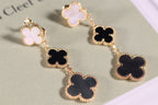 [Marin]CLOVER EARRINGS GOLD ONYX MOP 3 MOTIF