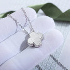 [Marin]CLOVER  15MM DIAMOND LASER NECKLACE SILVER