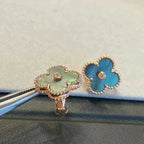 [Marin]CLOVER MEDIUM 1 MOTIFS GRAY MOP  DIAMOND EARRINGS