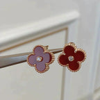 [Marin]CLOVER MEDIUM 1 MOTIFS CARNELIAN  DIAMOND earrings