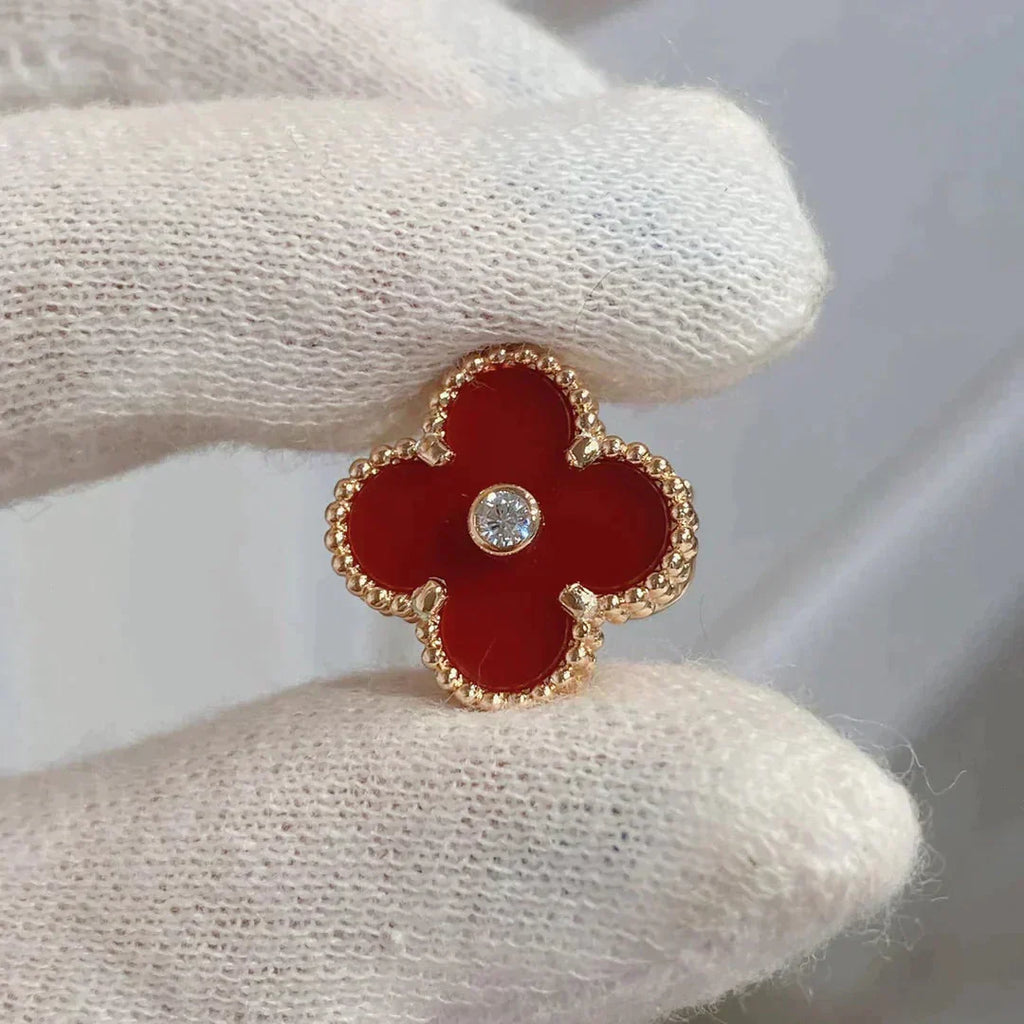 [Marin]CLOVER MEDIUM 1 MOTIFS CARNELIAN  DIAMOND earrings