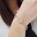 [⭐Shinejoy] CLOVER 5 MOTIF MALACHITE BRACELET COLLECTION