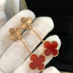[Marin]CLOVER 2 MOTIF  LASER CARNELIAN EARRINGS