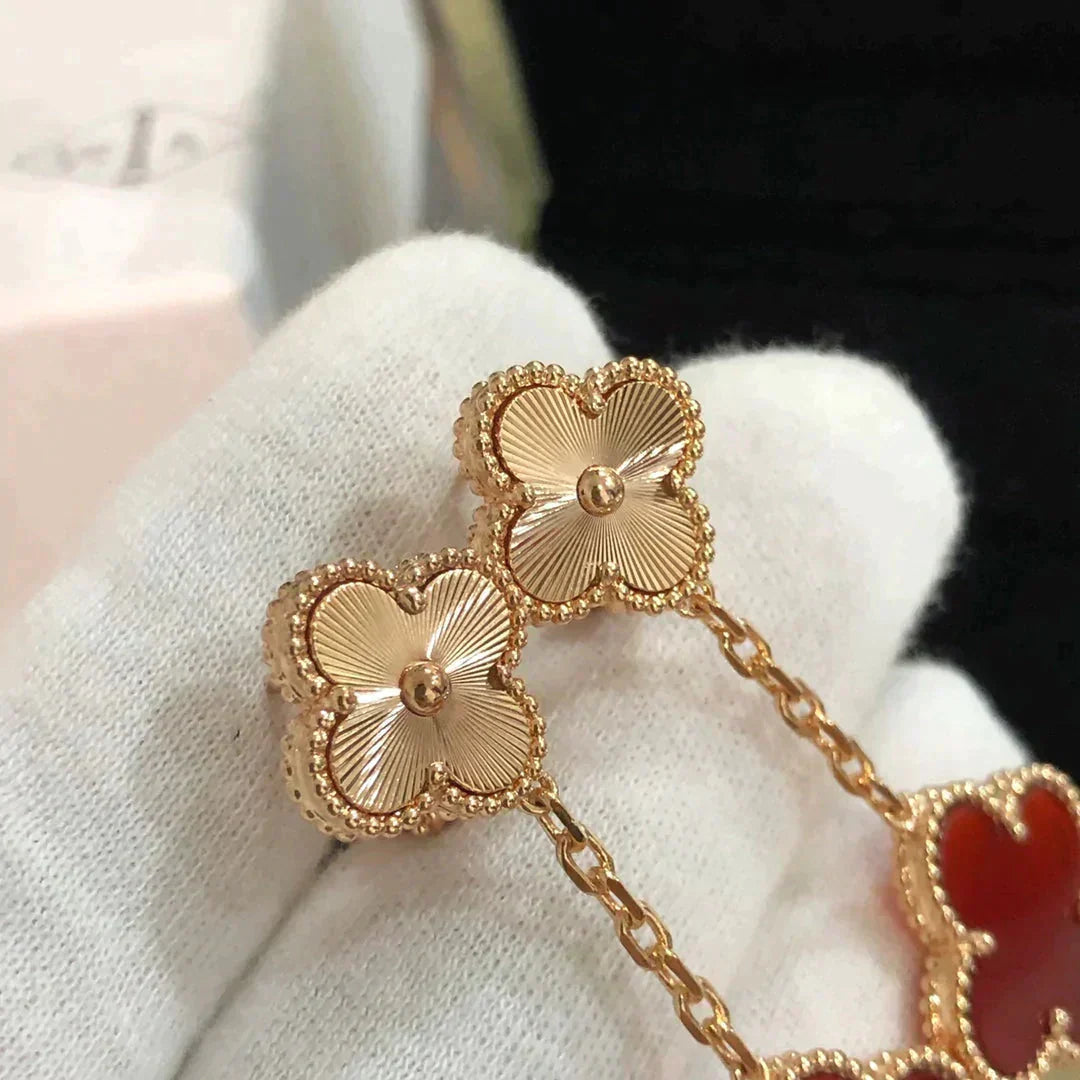 [Marin]CLOVER 2 MOTIF  LASER CARNELIAN EARRINGS