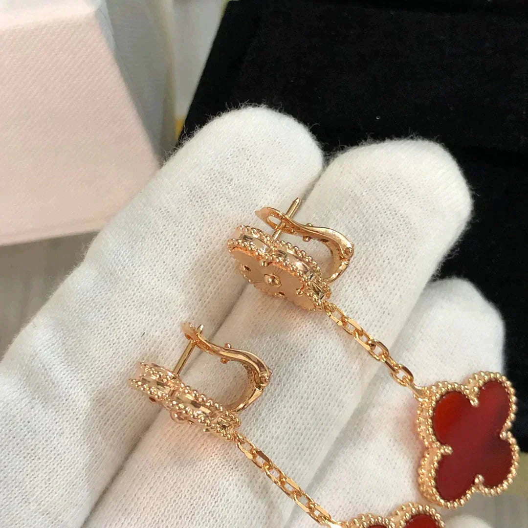 [Marin]CLOVER 2 MOTIF  LASER CARNELIAN EARRINGS