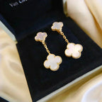 [Marin]CLOVER 2 MOTIF WHITE MOP EARRINGS