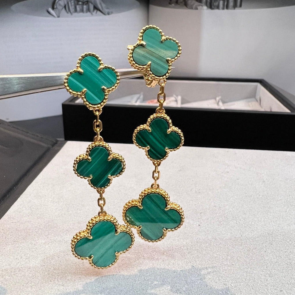 [Marin]CLOVER MALACHITE 3 MOTIFS GOLD