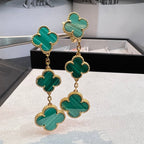 [Marin]CLOVER MALACHITE 3 MOTIFS GOLD
