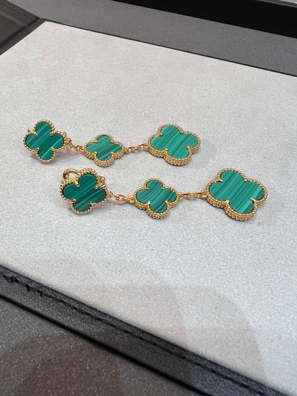 [Marin]CLOVER MALACHITE 3 MOTIFS GOLD