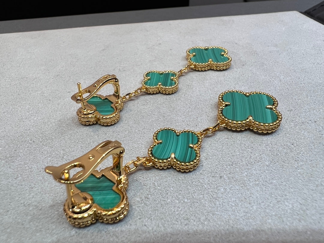 [Marin]CLOVER MALACHITE 3 MOTIFS GOLD
