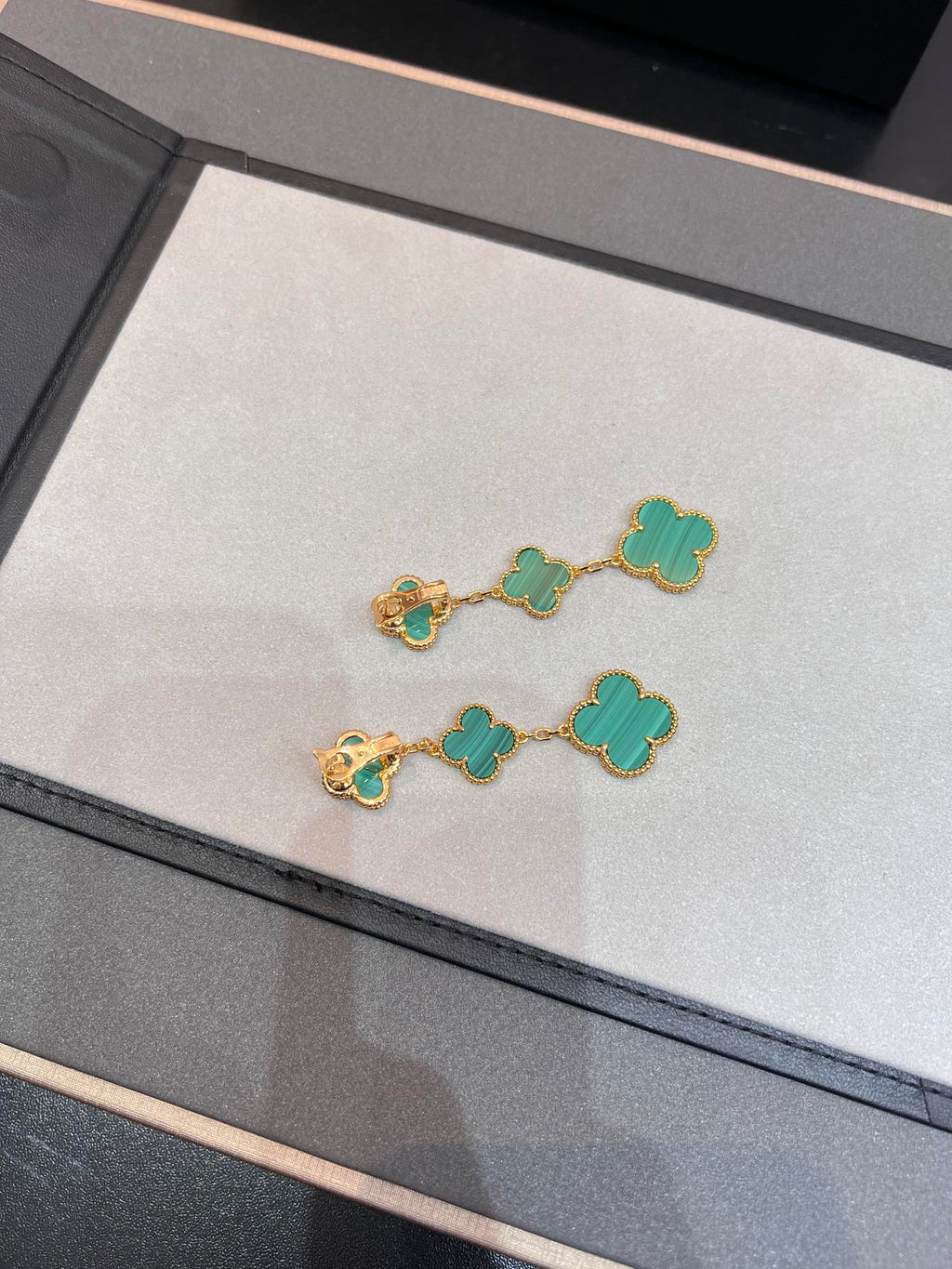 [Marin]CLOVER MALACHITE 3 MOTIFS GOLD