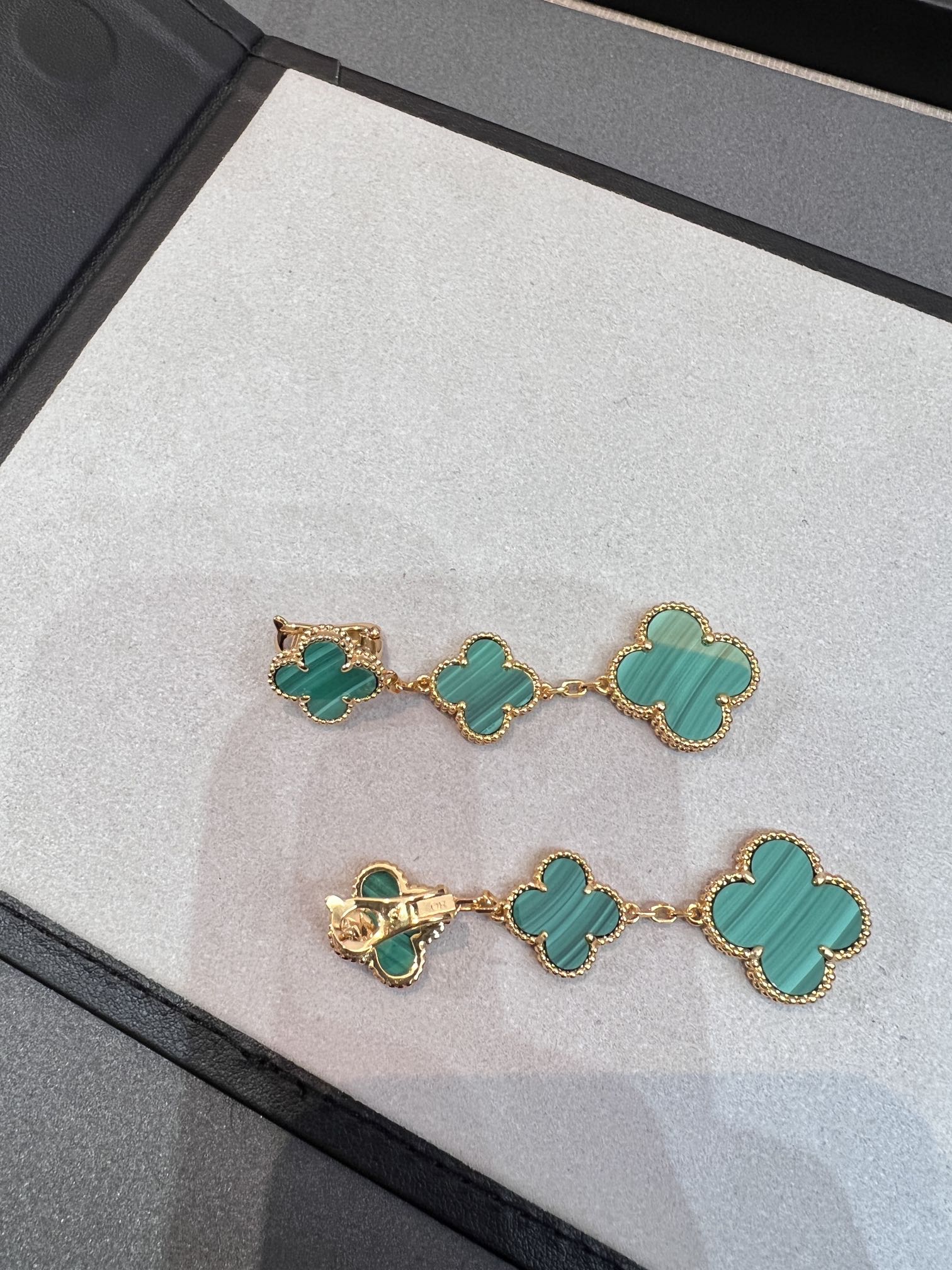 [Marin]CLOVER MALACHITE 3 MOTIFS GOLD