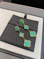 [Marin]CLOVER MALACHITE 3 MOTIFS GOLD