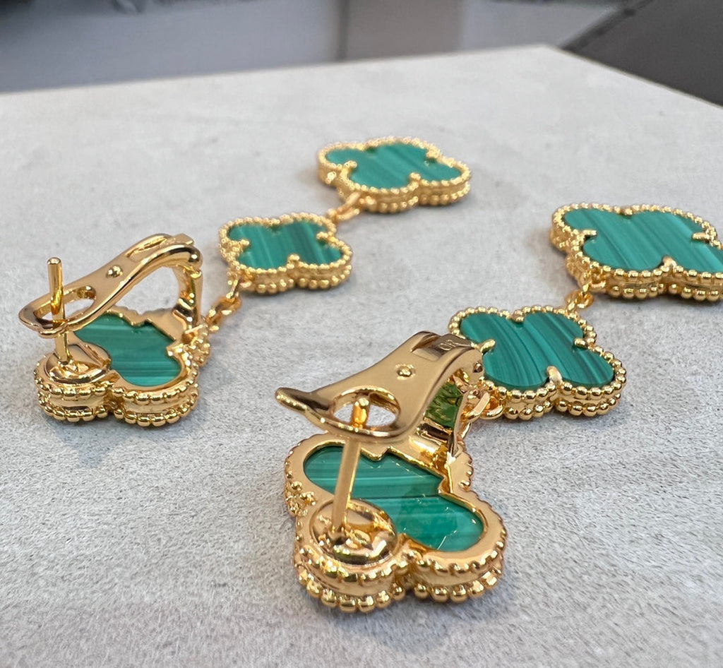 [Marin]CLOVER MALACHITE 3 MOTIFS GOLD