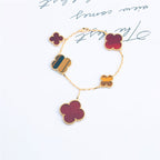 [Marin]CLOVER BRACELET 5 MOTIFS CARNELIAN TIGER EYE