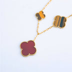 [Marin]CLOVER BRACELET 5 MOTIFS CARNELIAN TIGER EYE